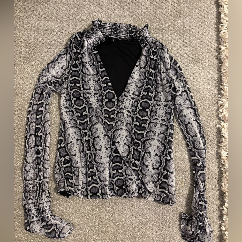 Express Black and Gray Snakeskin Blouse